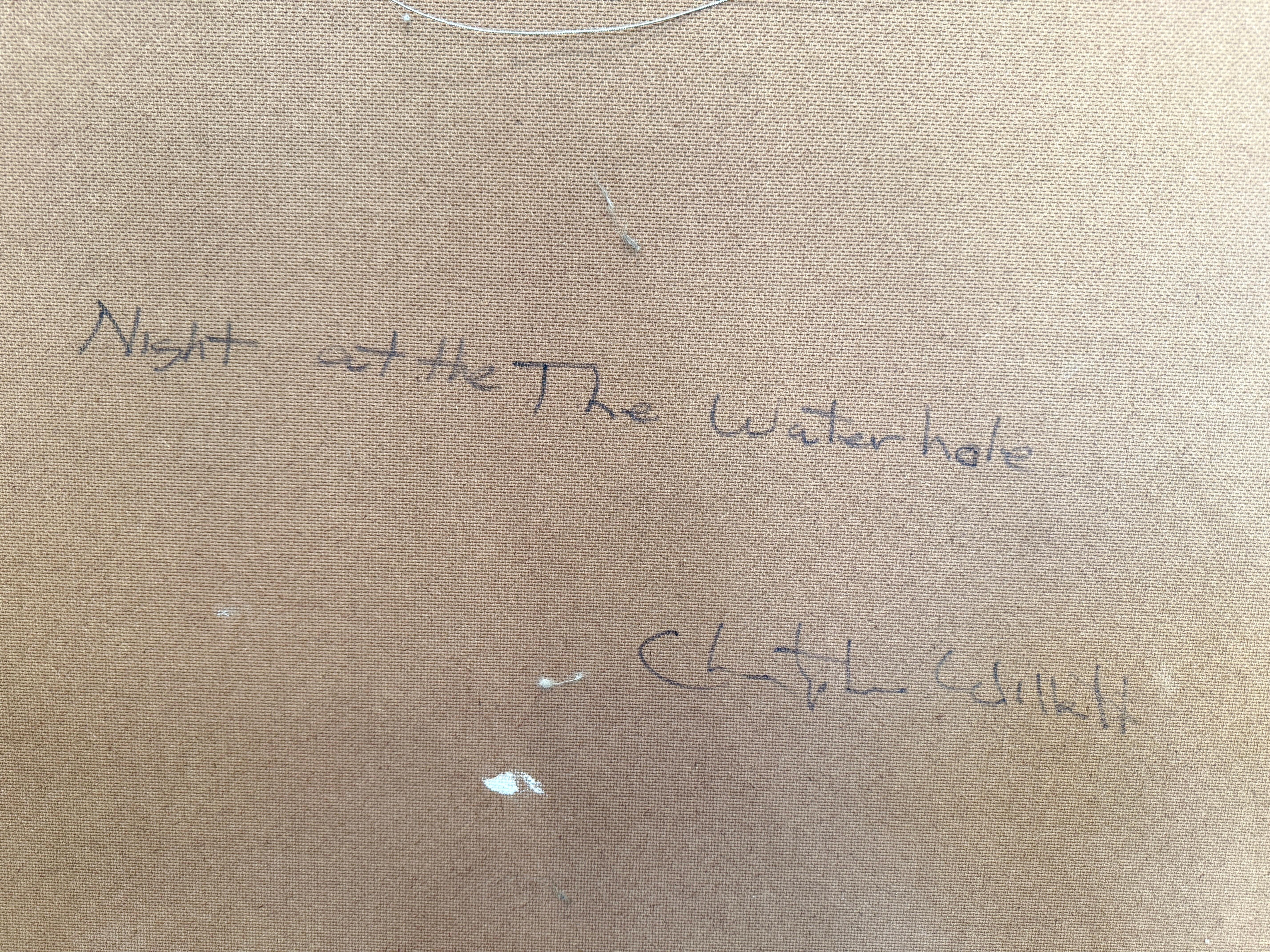 Nuit au point d'eau Bison d'Amérique du Nord Scène de boisson Peinture de Willett en vente 5