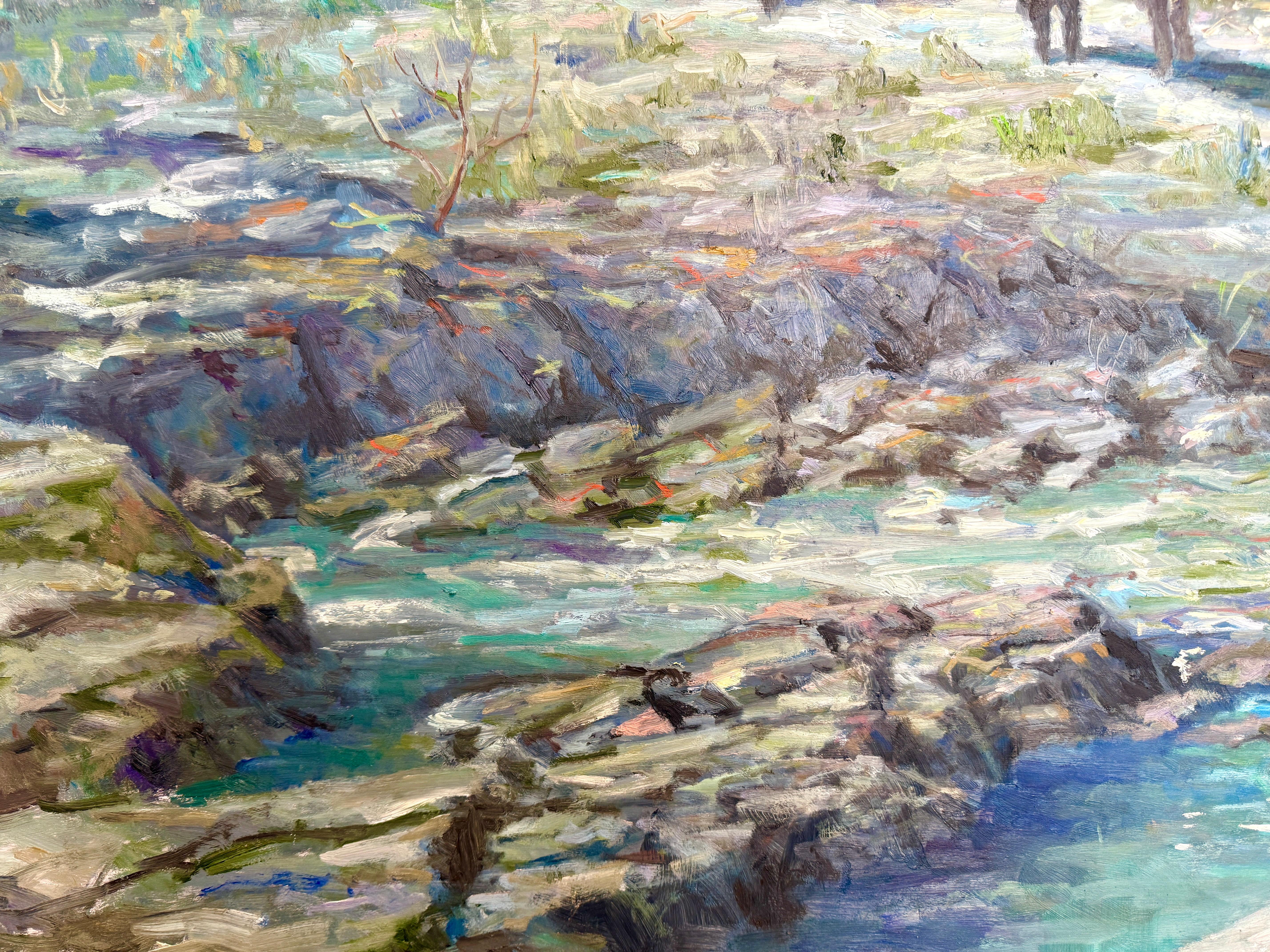 Huilé Nuit au point d'eau Bison d'Amérique du Nord Scène de boisson Peinture de Willett en vente