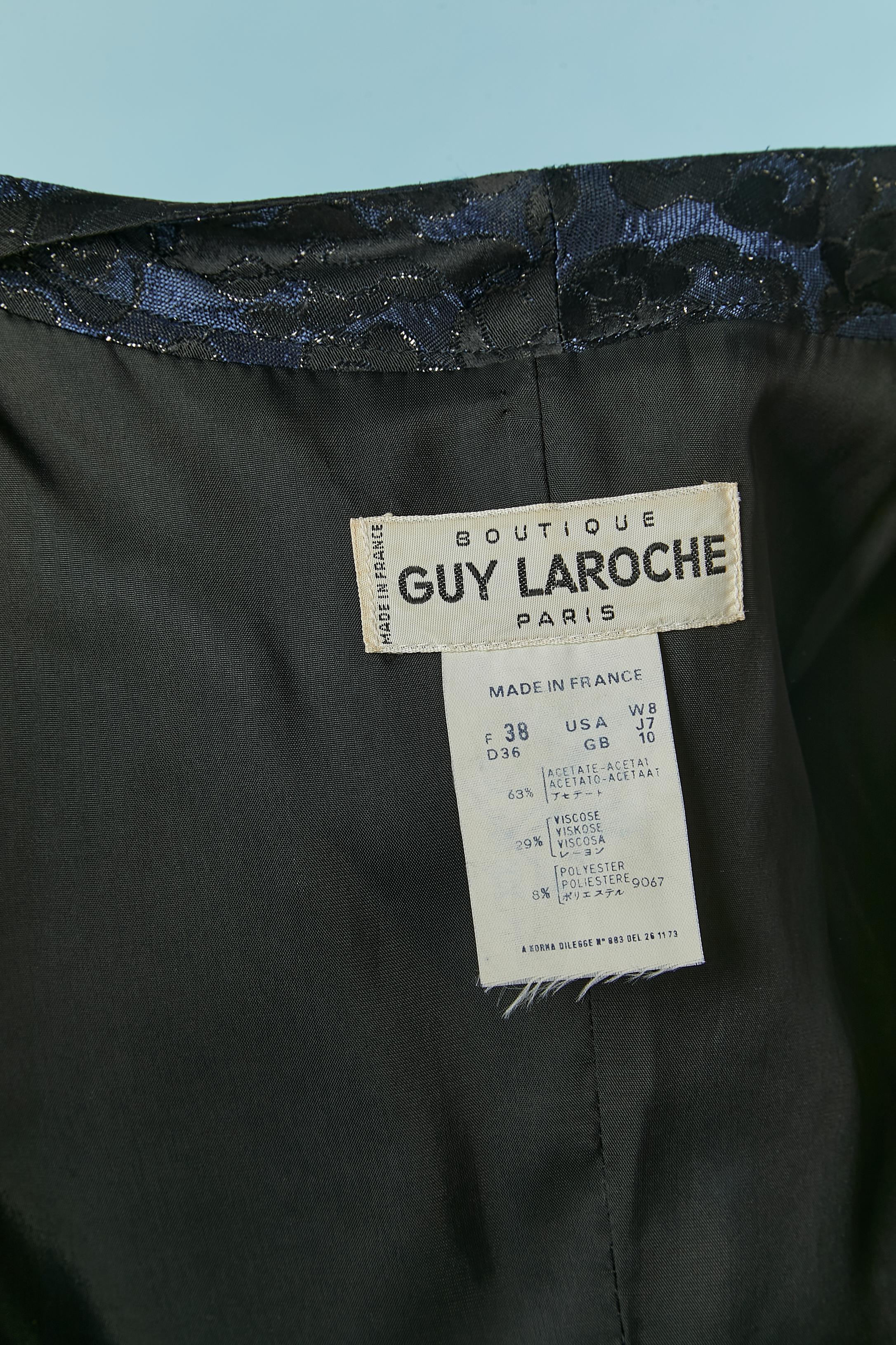 Gonna-staffetta in damasco blu notte, nero e lurex Guy Laroche in vendita 3