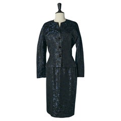 Night blue, black and lurex Damask skirt-suit Guy Laroche