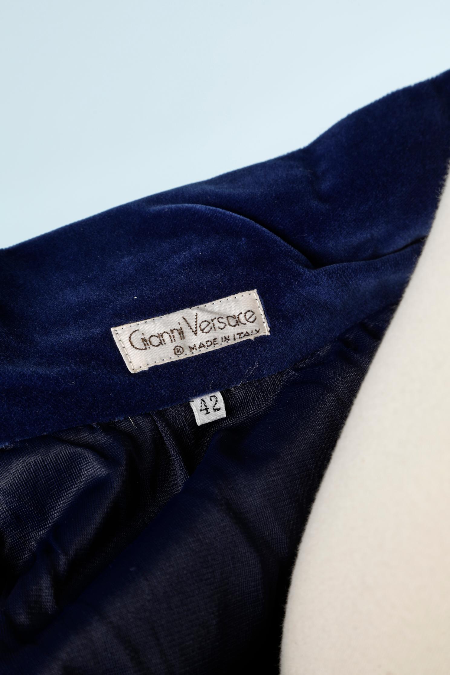 Night blue fully beaded pencil skirt on velvet base Gianni Versace  For Sale 1