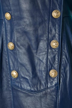 Night blue officier leather dress Michael Hoban for North Beach Leather