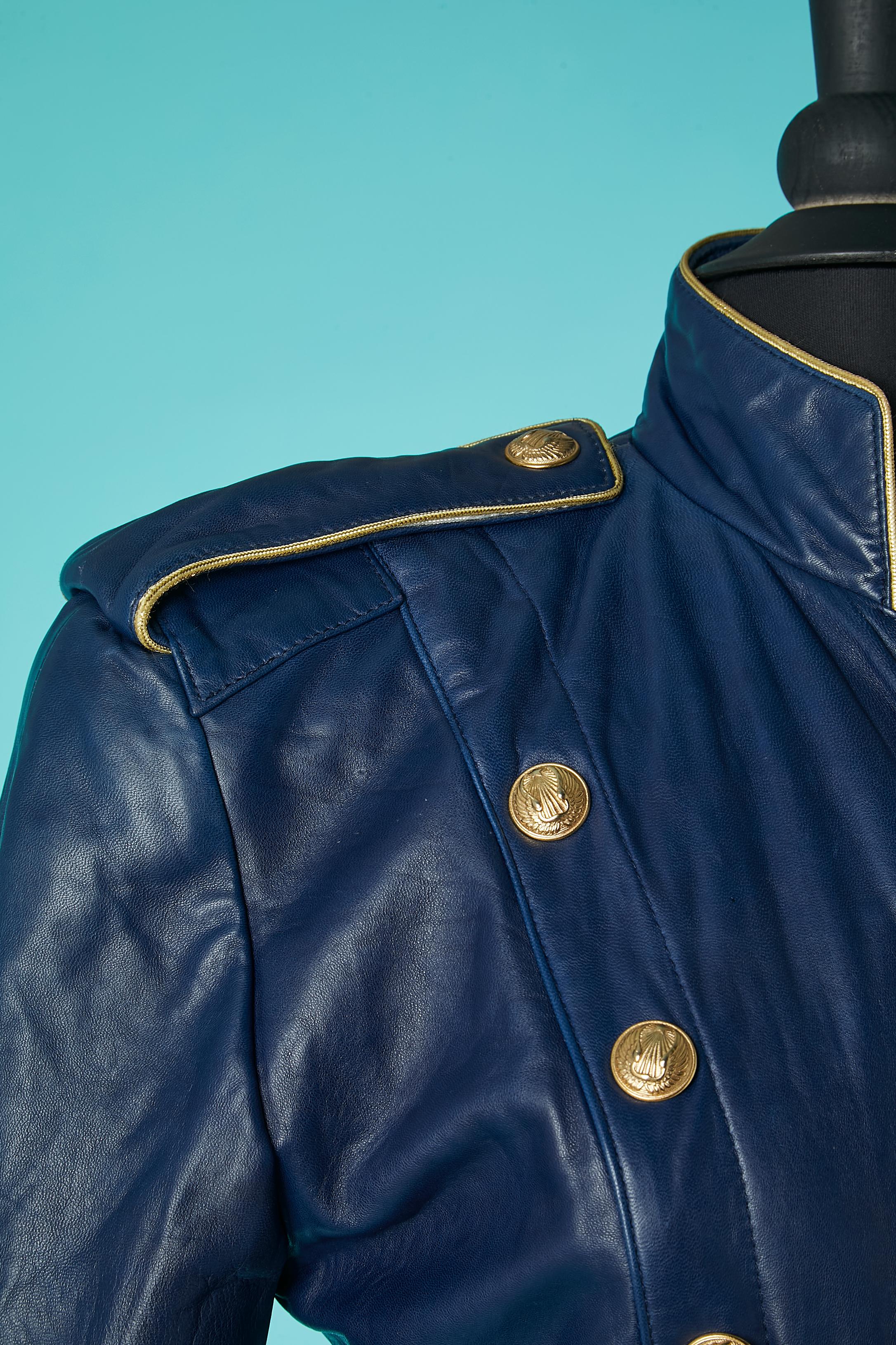 Blue Night blue officier leather dress Michael Hoban for North Beach Leather For Sale