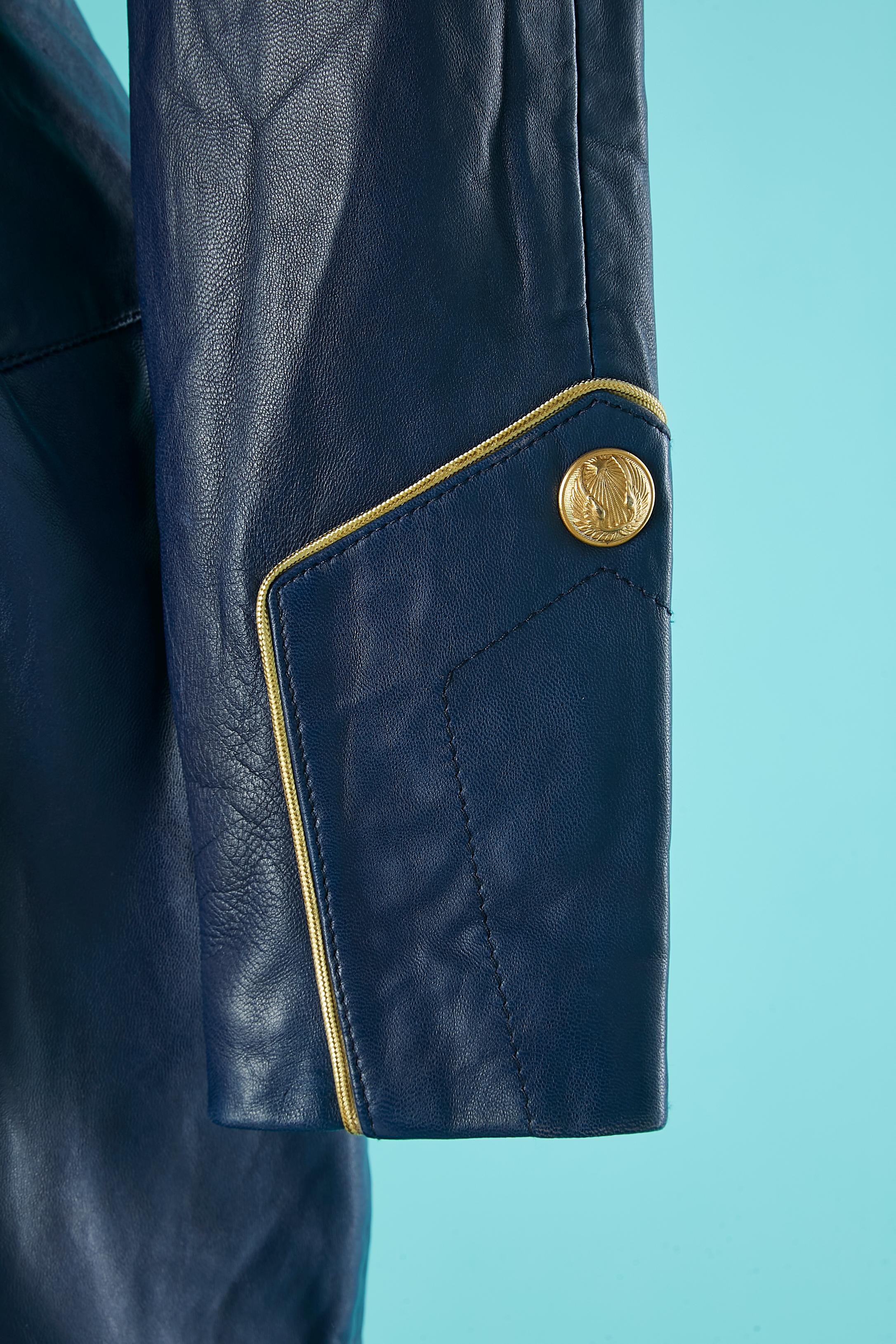 Women's Night blue officier leather dress Michael Hoban for North Beach Leather For Sale