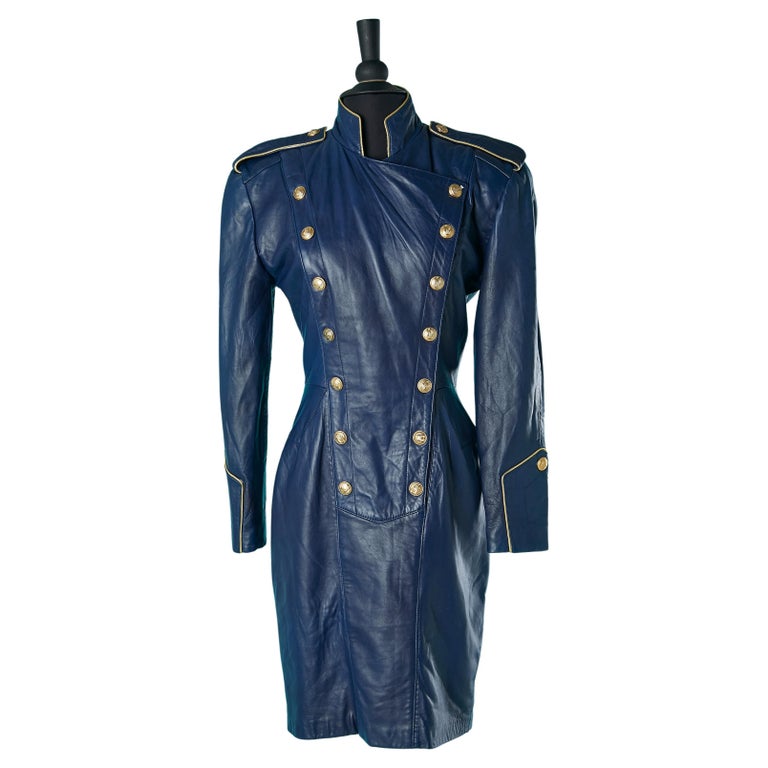 Night blue officier leather dress Michael Hoban for North Beach Leather