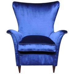 Night Blue Silk Armchair