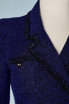 Night blue tweed double-breasted jacket Chanel Boutique