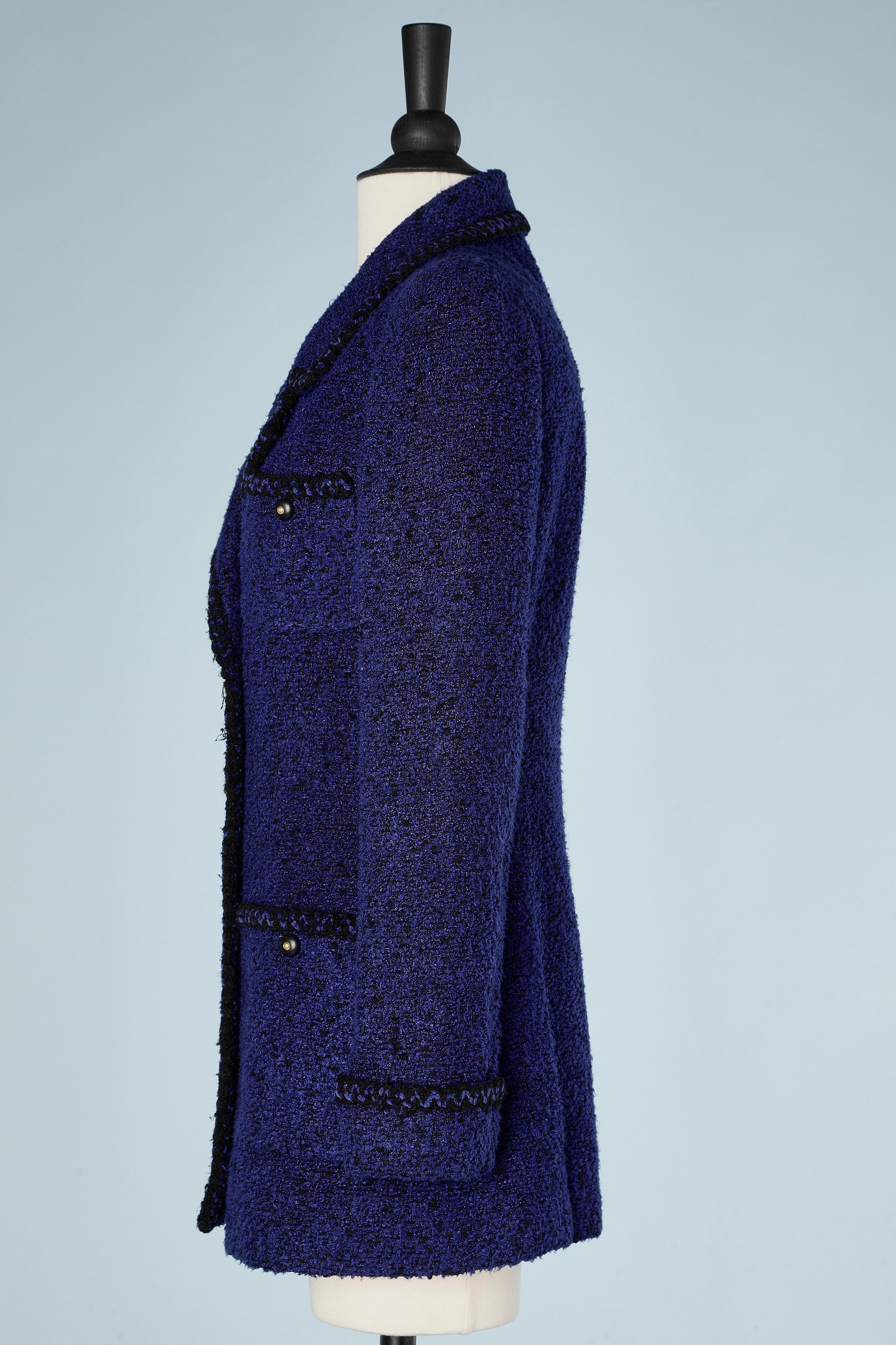 Night blue tweed double-breasted jacket Chanel Boutique  1