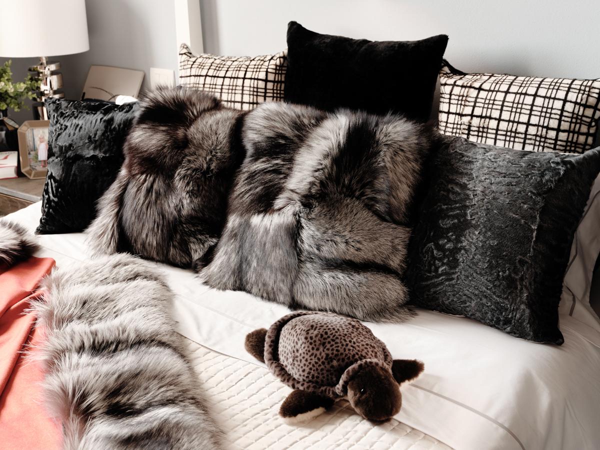 Modern Night Deser Karakul Lamb Fur Pillow Cushion by Muchi Decor For Sale