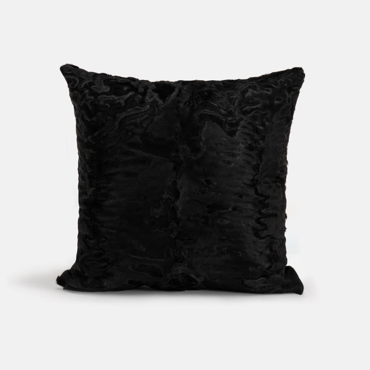 Night Deser Karakul Lamb Fur Pillow Cushion by Muchi Decor In New Condition For Sale In Poviglio, IT