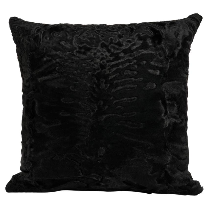 Night Deser Karakul Lamb Fur Pillow Cushion by Muchi Decor For Sale