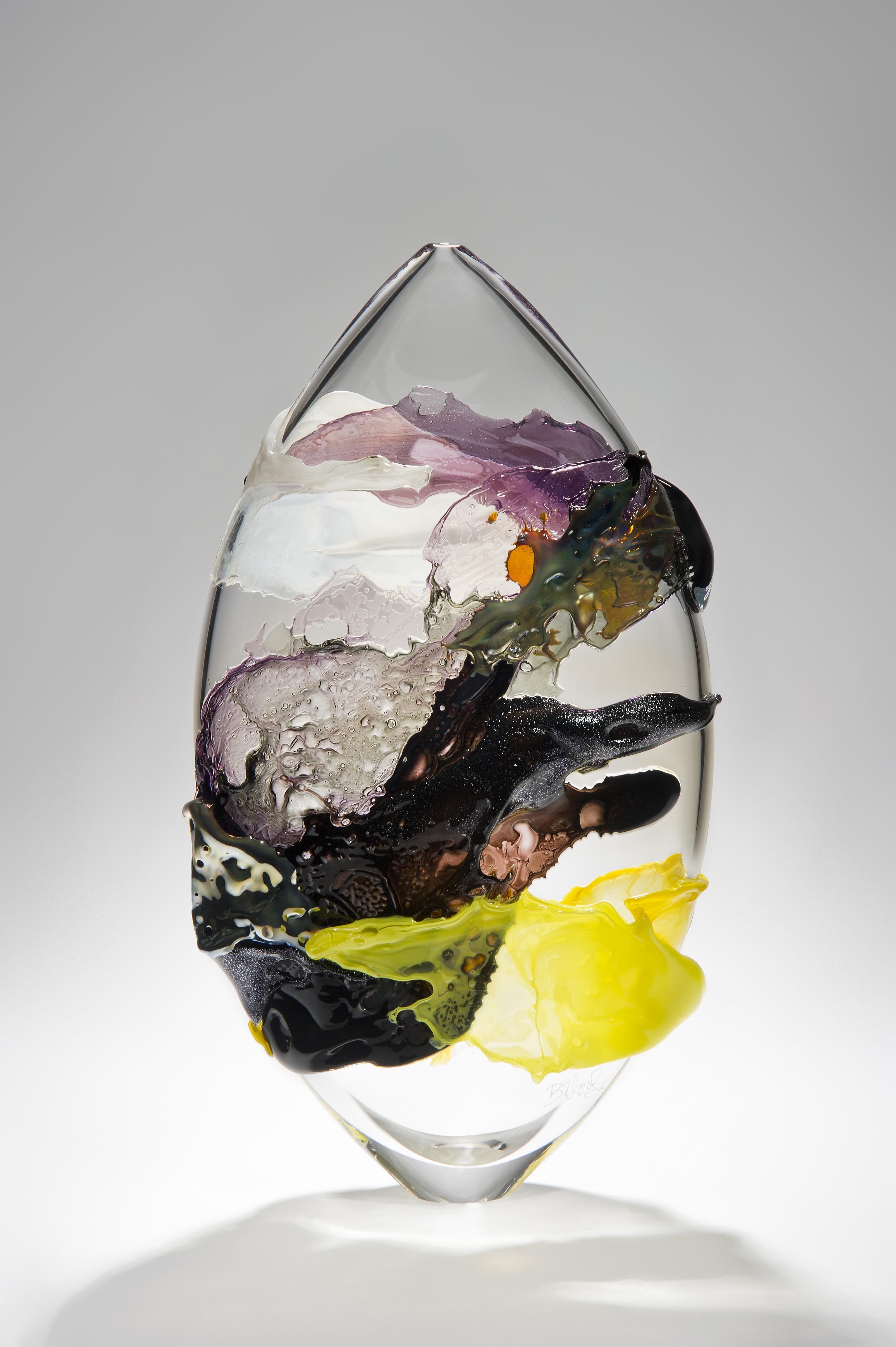 Night Drive is a unique glass vase from the Molten Landscapes Collection by the British artist Bethany Wood. An equal passion for painting physically inspires how she controls and manipulates her glass. Recreating the fleeting nature of brush