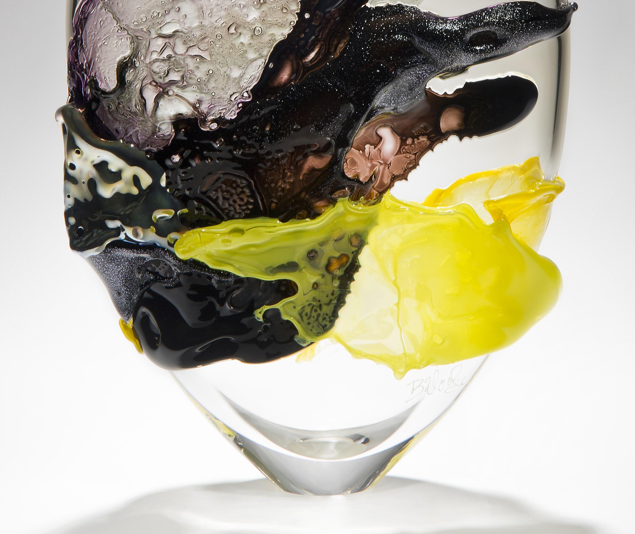 British Night Drive, a Unique Yellow, Black & Mixed Coloured Glass Vase by Bethany Wood