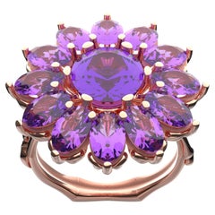 Night Out Rose Gold and Amethysts Cocktail Ring by GROMOV