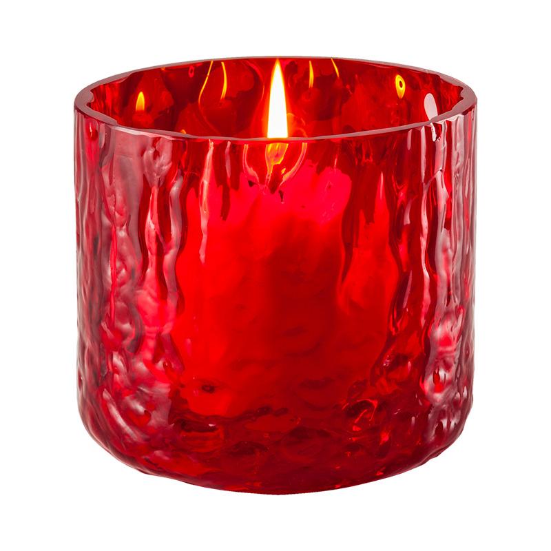 Nacht in Venedig, Kerzenhalter aus rotem Ballotonglas von Venini im Angebot