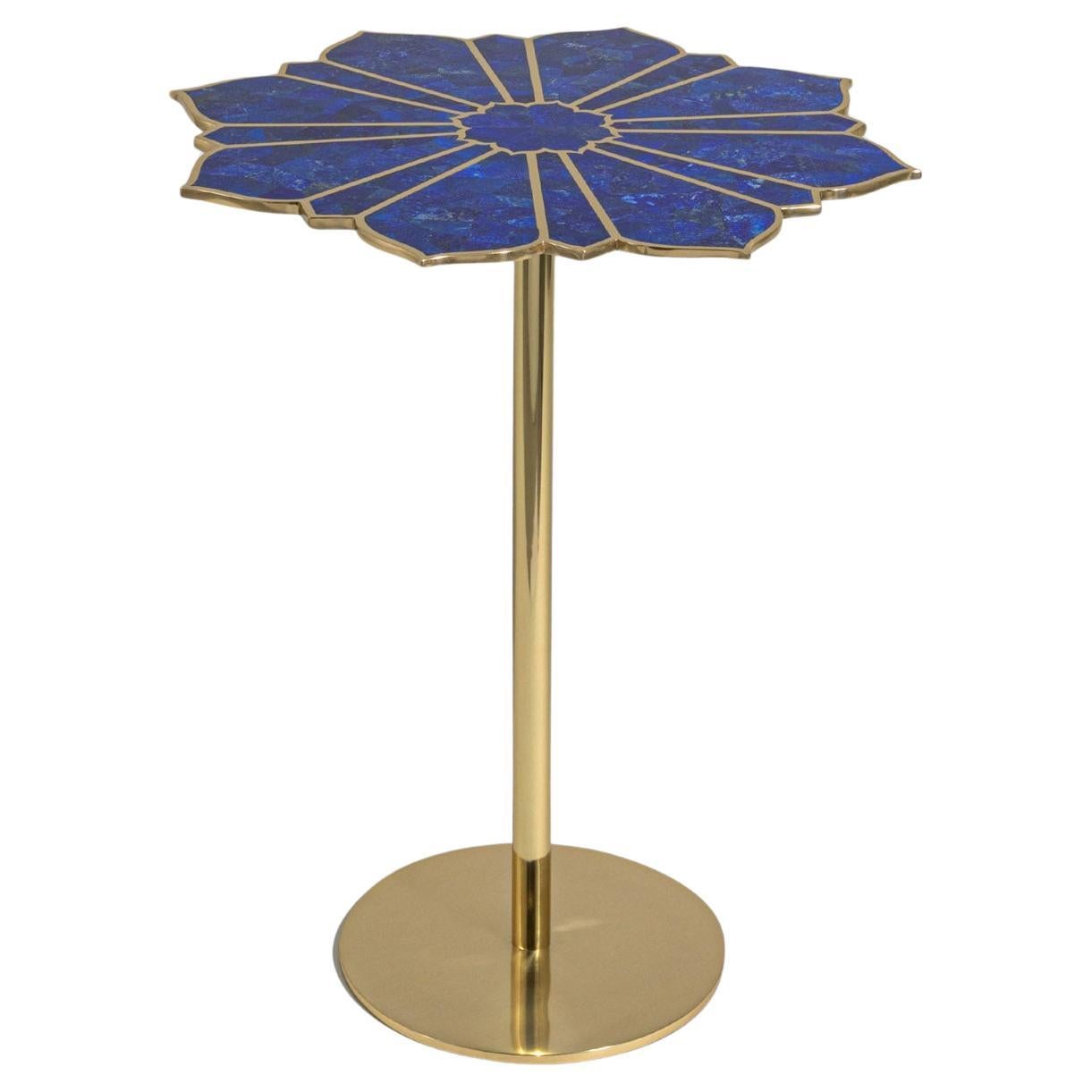 Table d'appoint Night Jasmine Large en laiton et pierres semi-précieuses