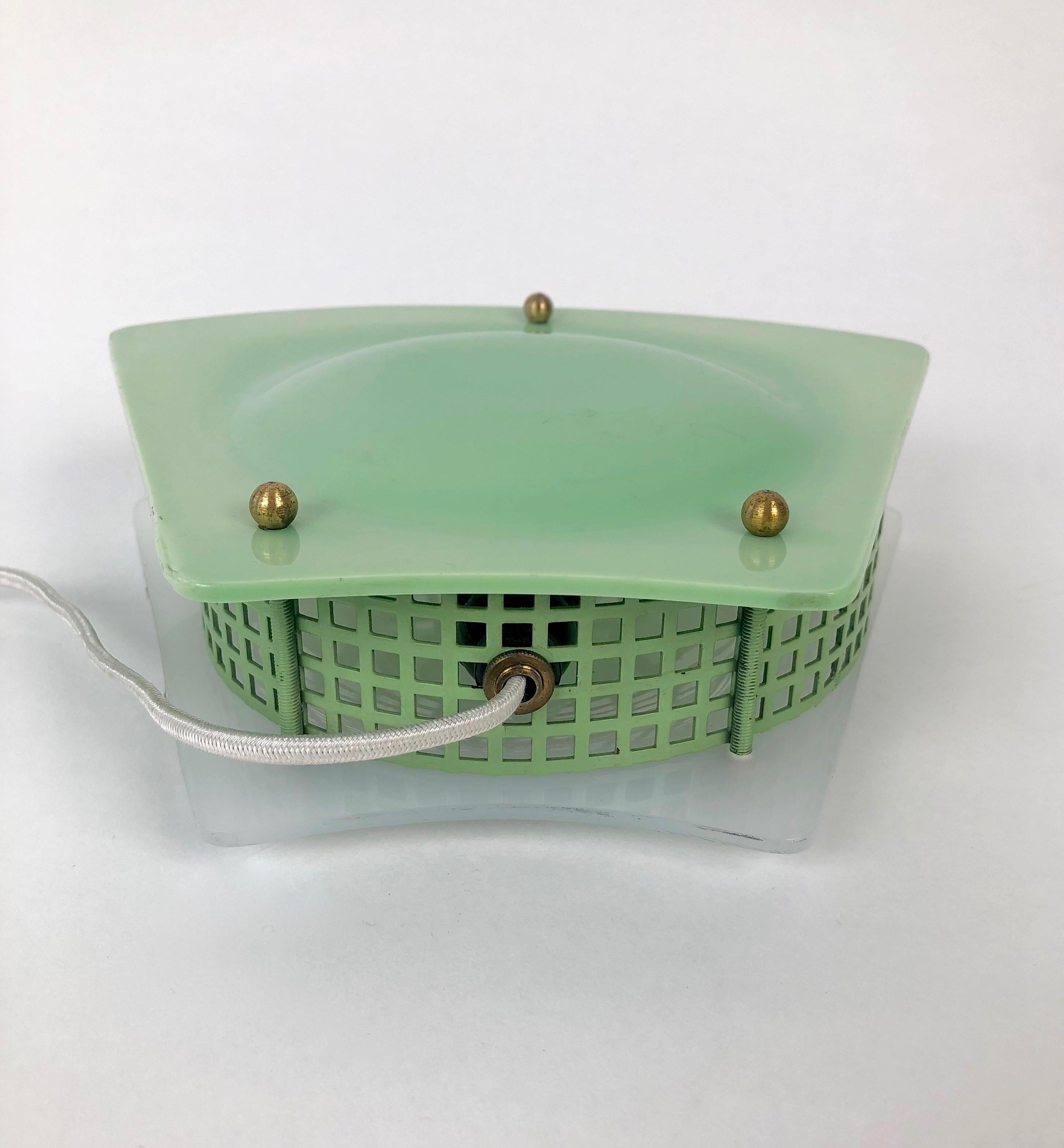 Mid-20th Century Night Light, with Green and White Shades in Plastic, 1950's, Austria For Sale