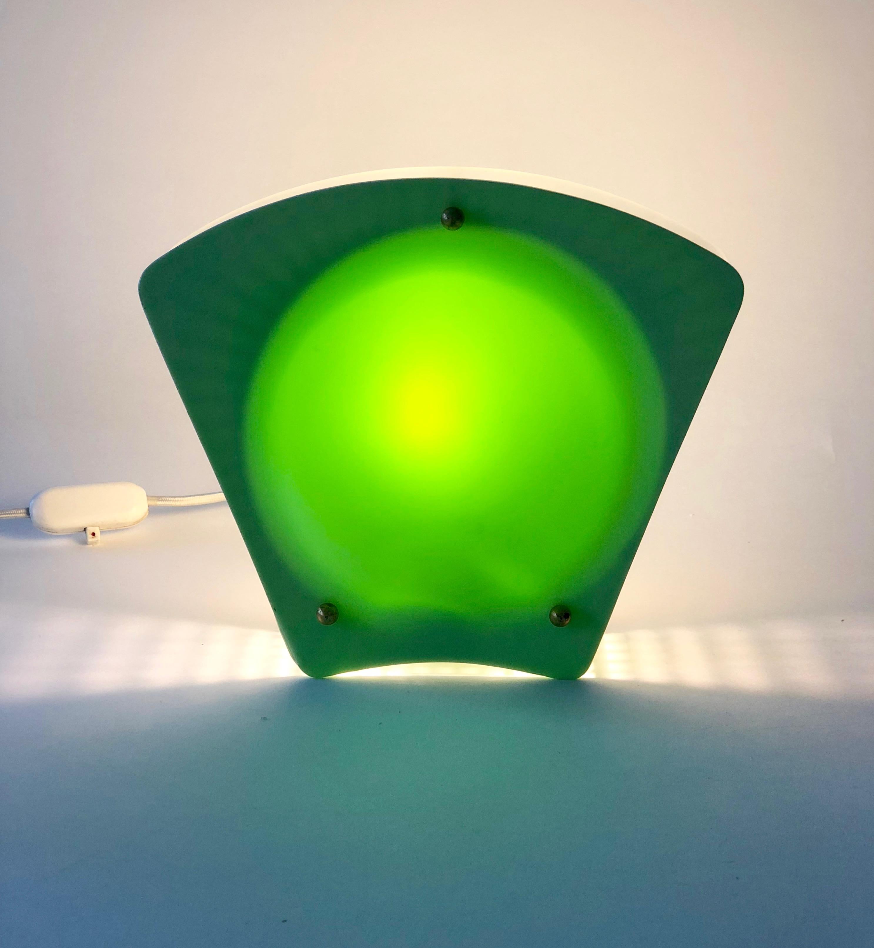 Night Light, with Green and White Shades in Plastic, 1950's, Austria For Sale 1