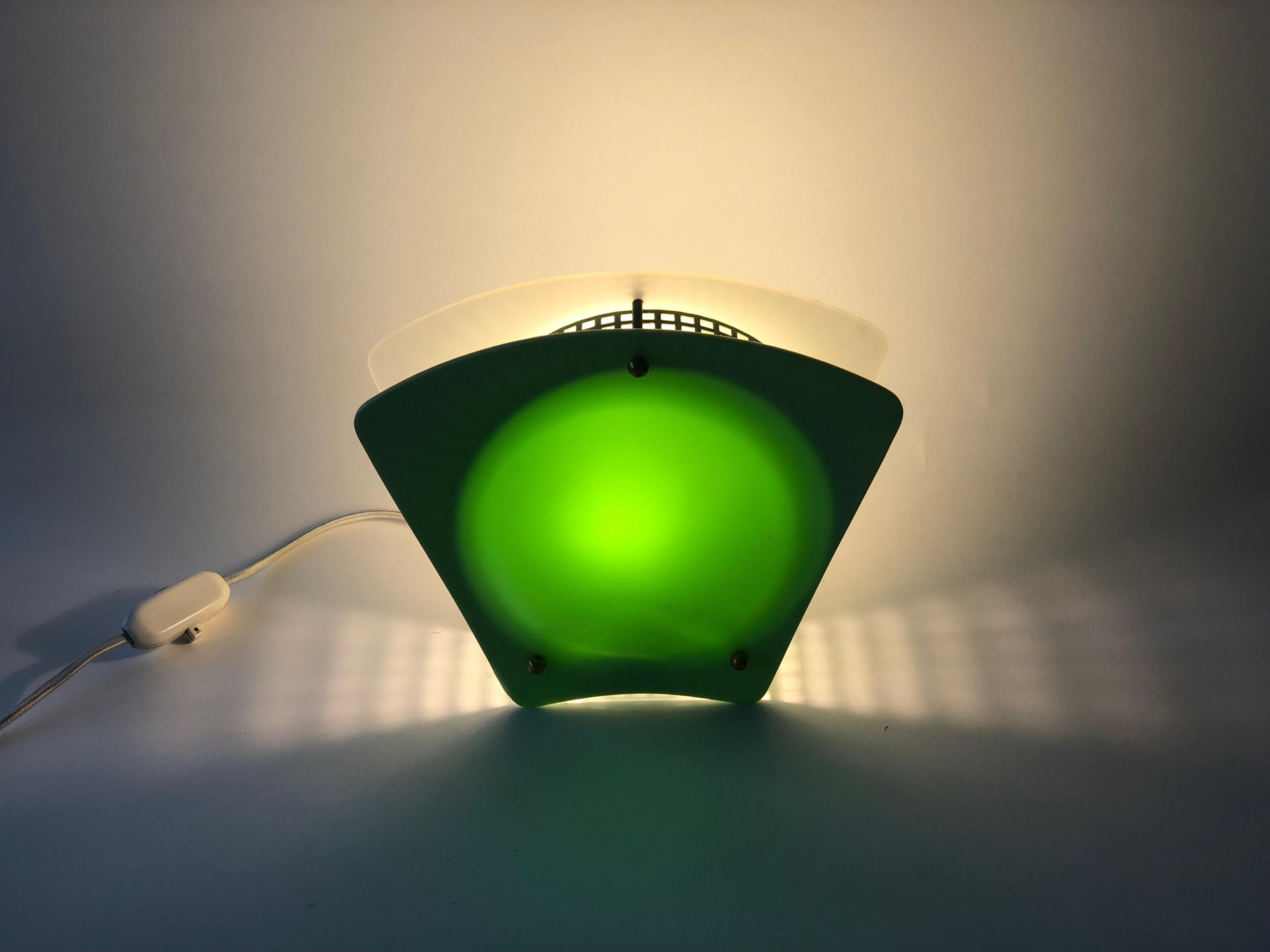 Night Light, with Green and White Shades in Plastic, 1950's, Austria For Sale 2