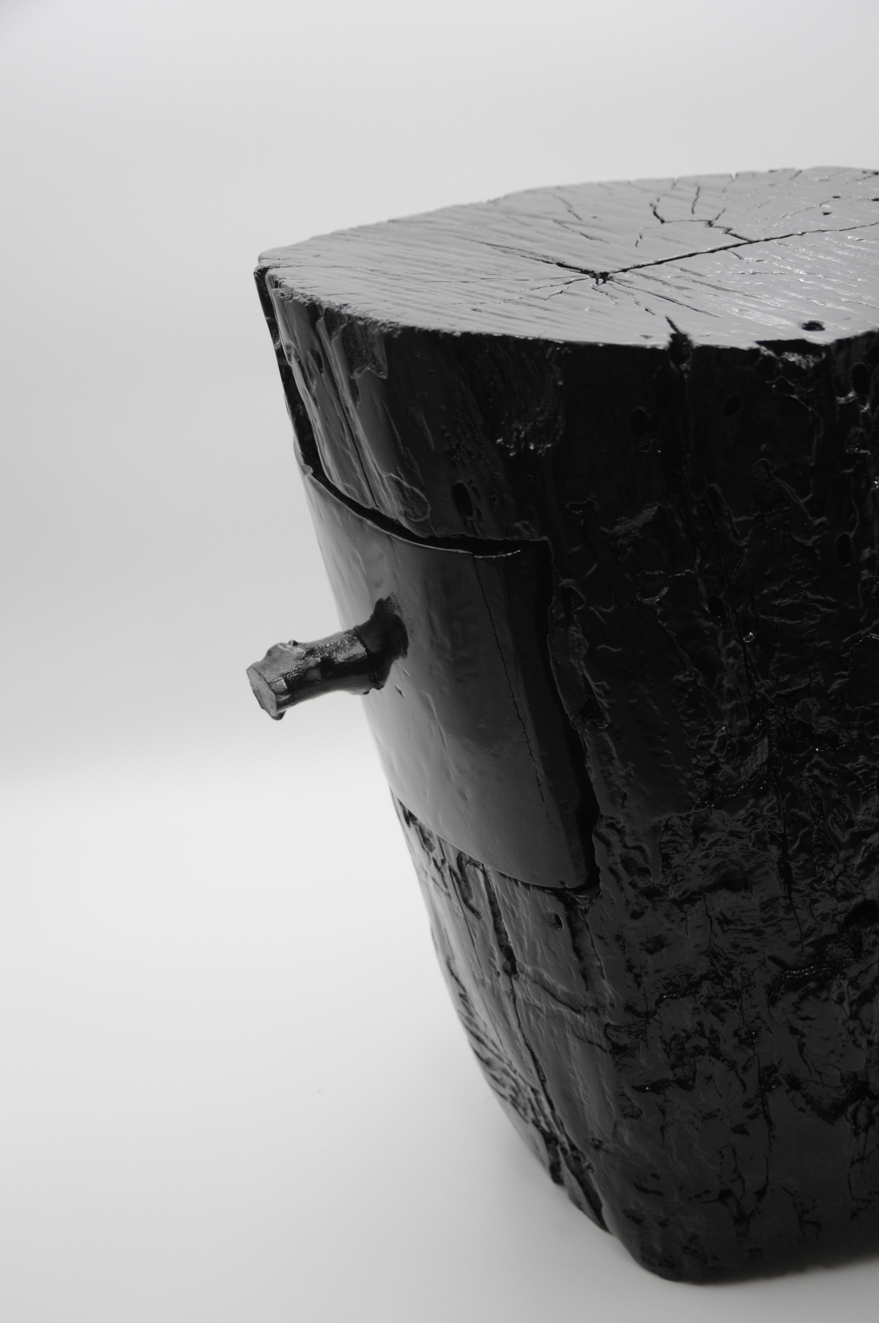 Resin Night Log / Nightstand Sculptural Side Table For Sale