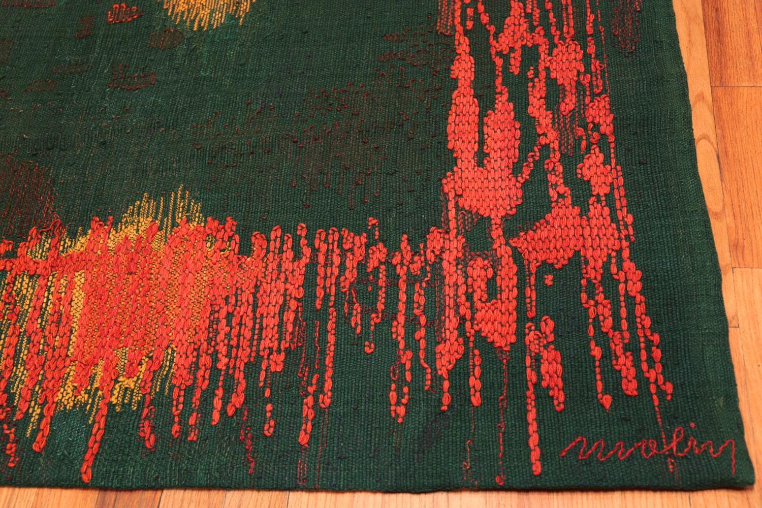 Hand-Woven “Night Mirror” by Brita Molin Vintage Scandinavian Carpet. 9' x 13' 7