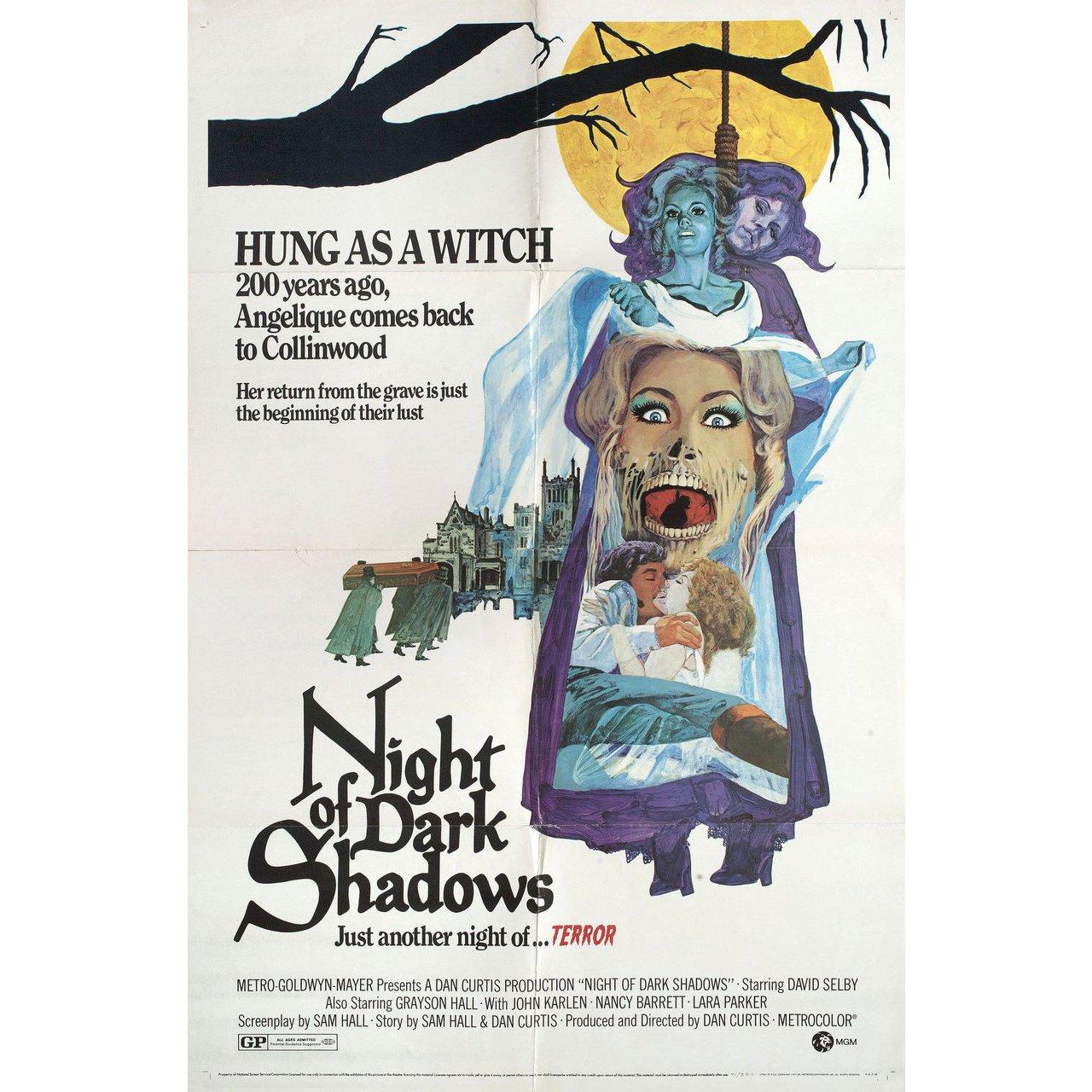 Original 1971 U.S. one sheet poster for the film Night of Dark Shadows directed by Dan Curtis with David Selby / Grayson Hall / Kate Jackson / Lara Parker. Very good condition, folded with fold separation. Many original posters were issued folded or