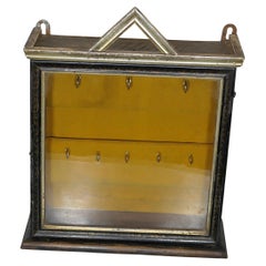 Antique Night Porters Lined Key Cupboard   A small glass fronted key