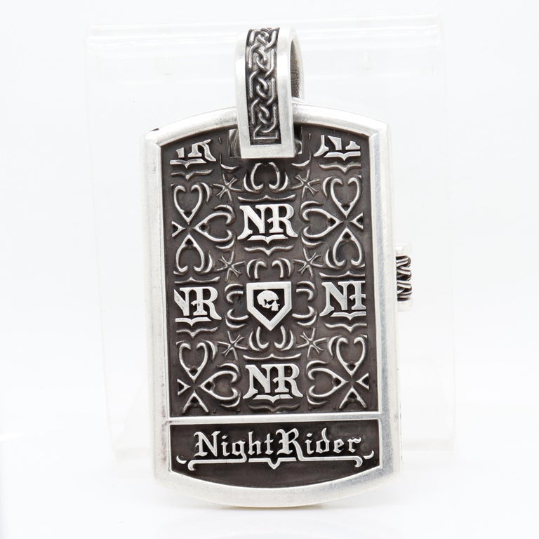 Night Rider Sterling Silver Joshua Dog Tag Cross / Necklace 