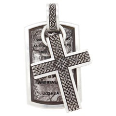 Night Rider Sterling Silver Joshua Dog Tag Cross / Necklace Pendant