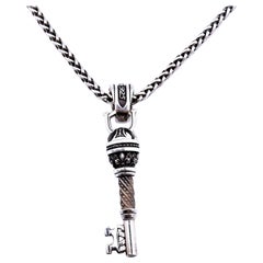 Night Rider Sterling Silver “Queens Key” Necklace with Red Garnet