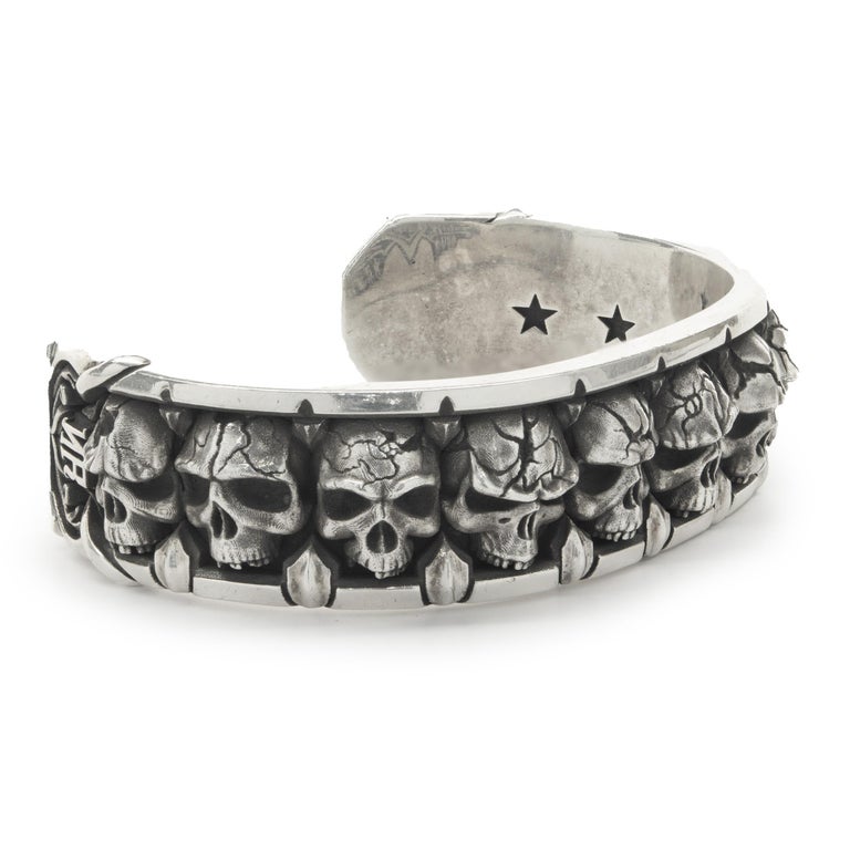 Night Rider Skull Rings Night Rider Sterling Silver Skull Cuff Bracelet For Sale at 1stDibs