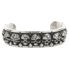 Night Rider Sterling Silber Totenkopf Manschettenarmband