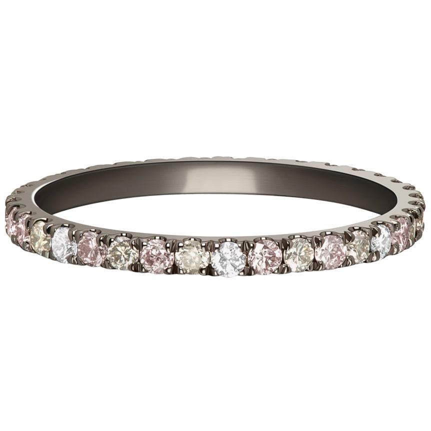 Night Sky, Eternity Ring with Pink, Grey and White Diamonds For Sale