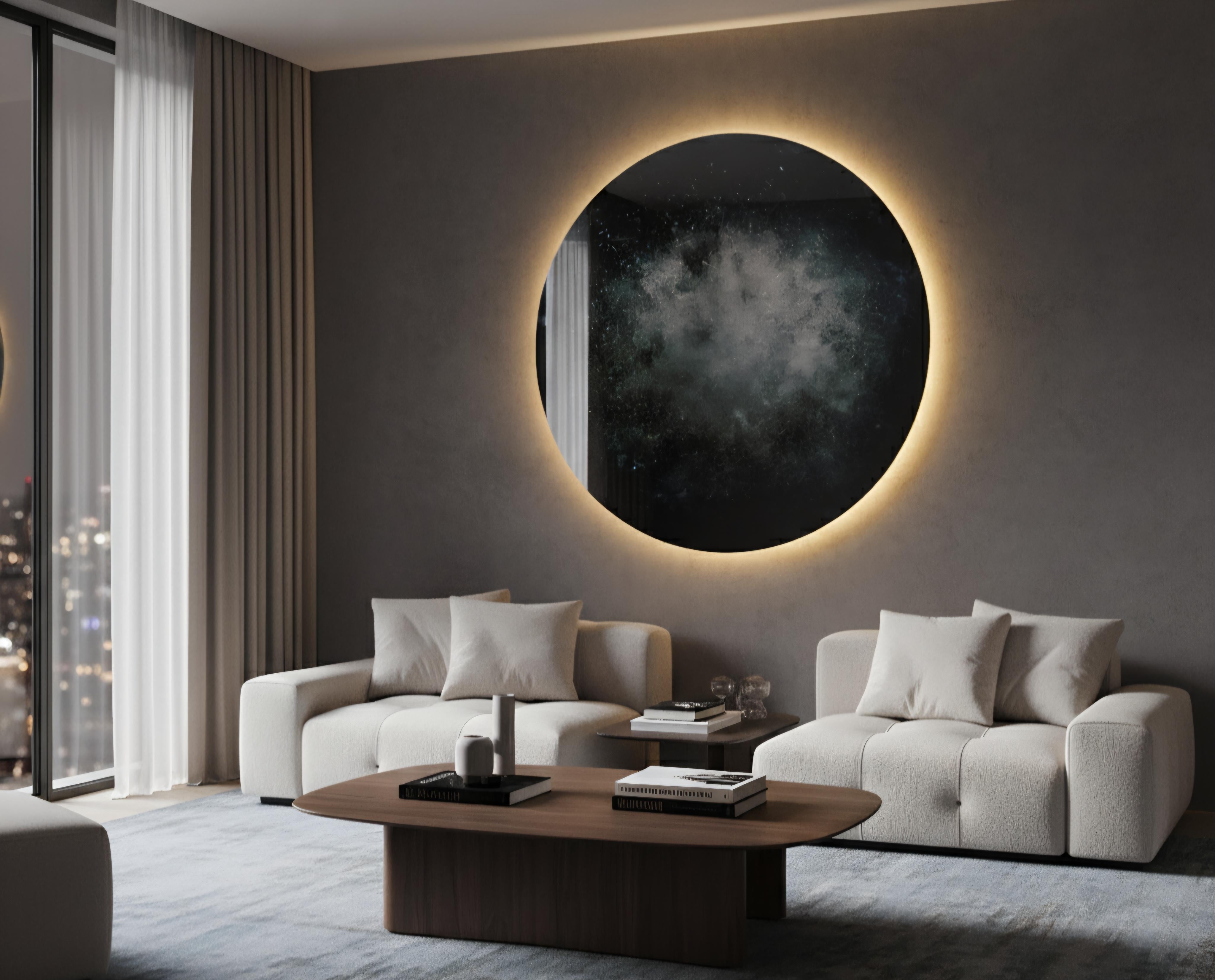 Slovaque  Miroir rond rétro-éclairé par LED Night Sky de MikusGlass en vente