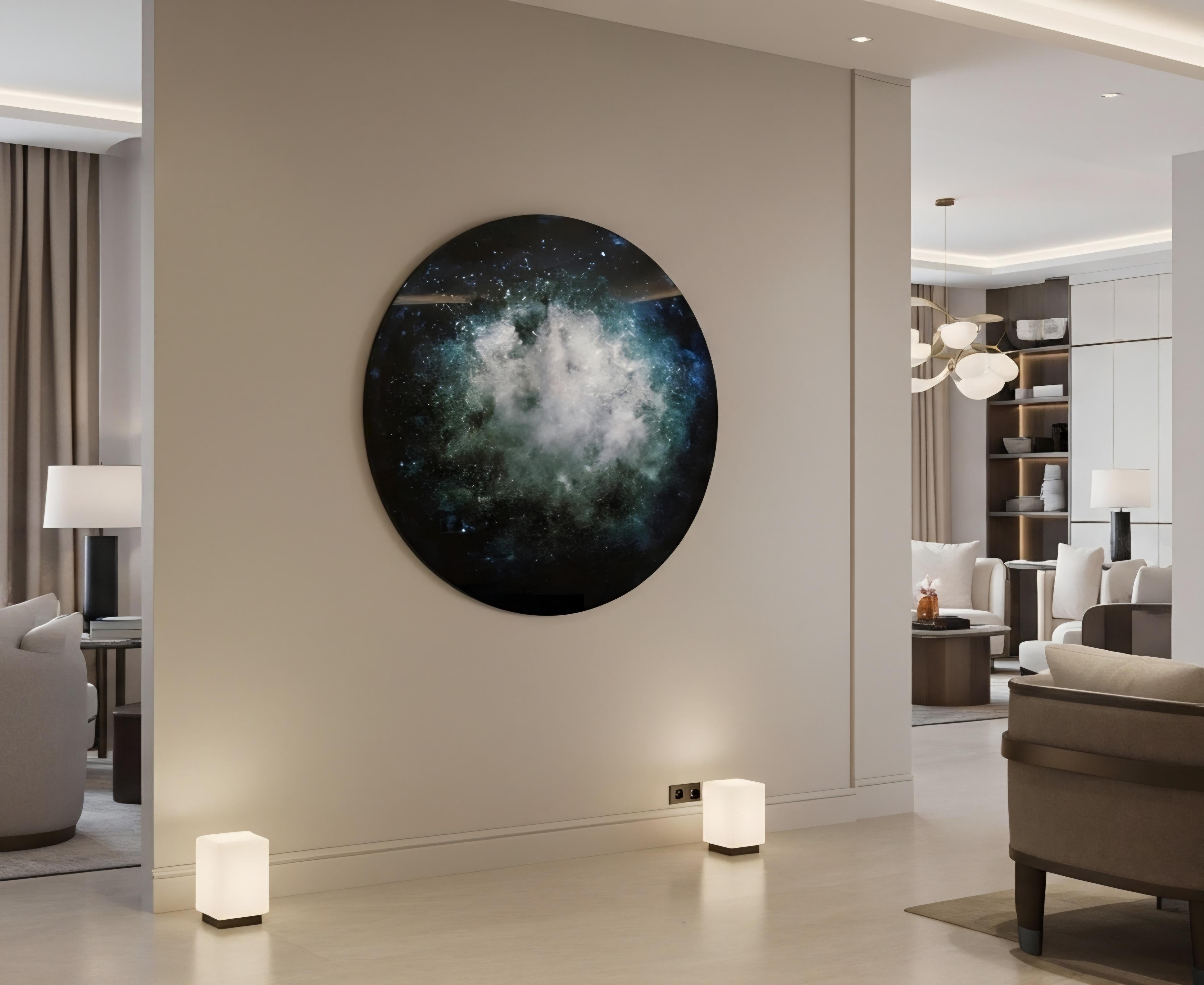XXIe siècle et contemporain Miroir rond rétro-éclairé par LED Night Sky de MikusGlass en vente