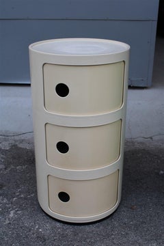 Night Stand Anna Castelli Ferreri For Kartell Beige round Made in Italy 1960