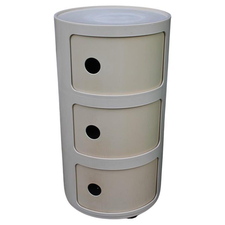 Night Stand Anna Castelli Ferreri For Kartell Beige round Made in Italy