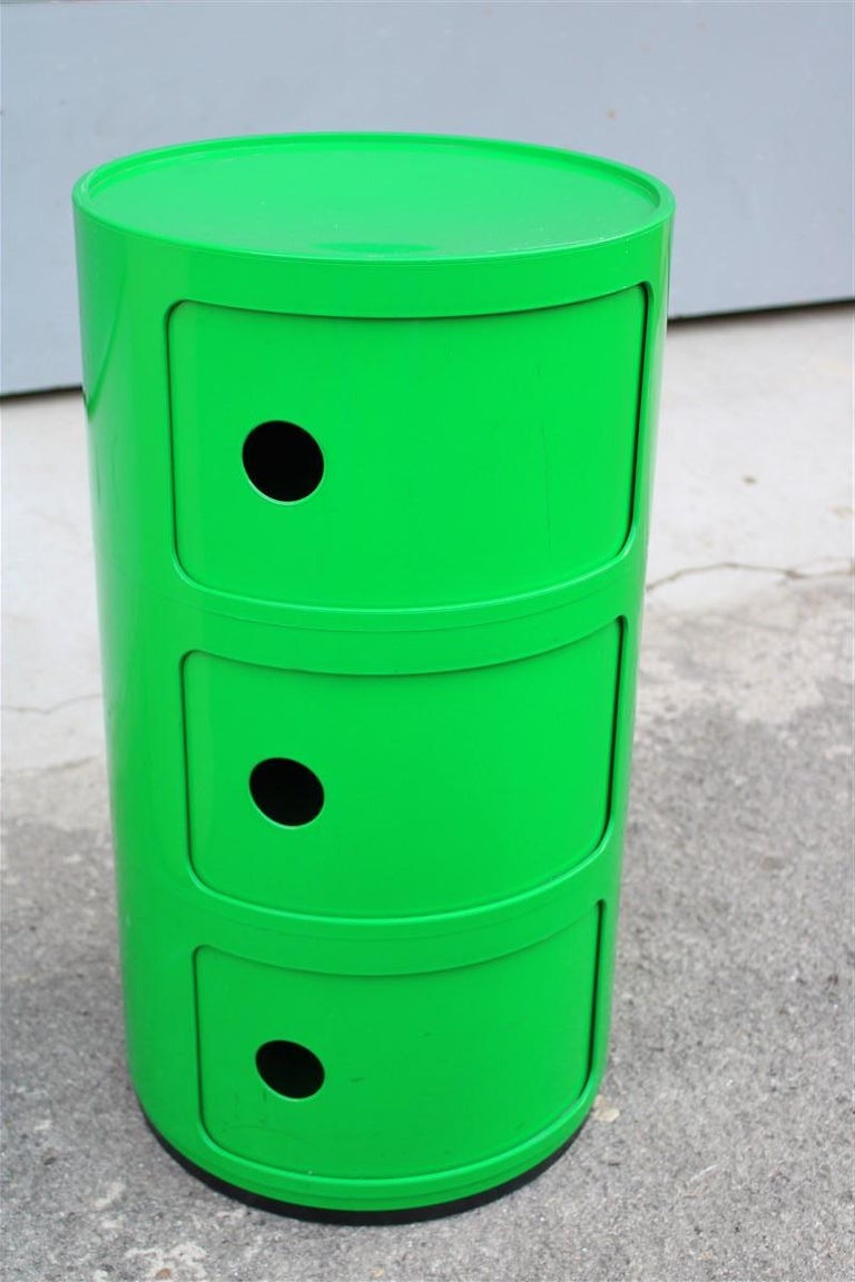 Night Stand Anna Castelli Ferreri for Kartell Green Round Made in Italy