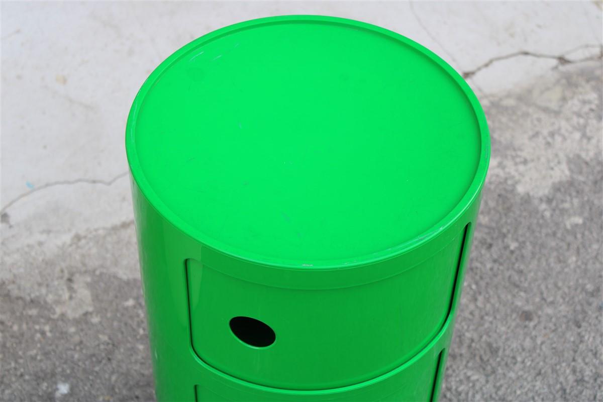 Mid-Century Modern Night Stand Anna Castelli Ferreri for Kartell Green Round Made in Italy 1960