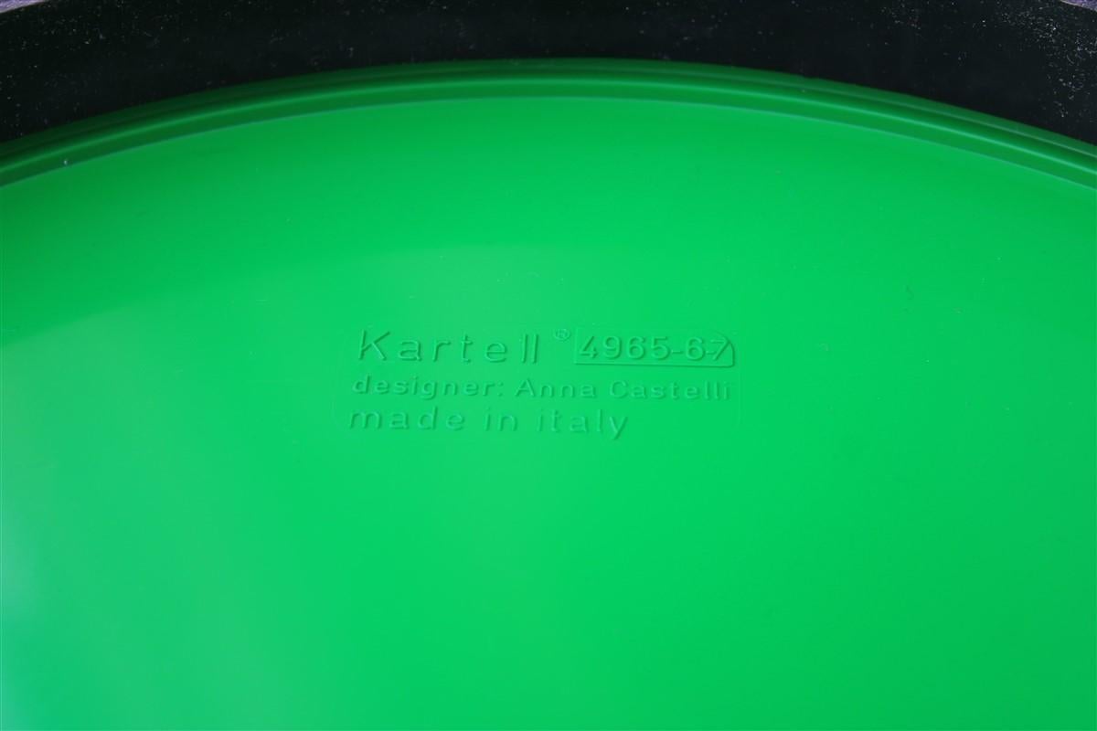 Mid-20th Century Night Stand Anna Castelli Ferreri for Kartell Green Round Made in Italy 1960