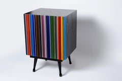 Nightstand Barcodes Multicolored Glass Door