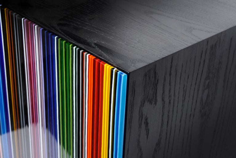 Nightstand Barcodes Multicolored Glass Door For Sale 1