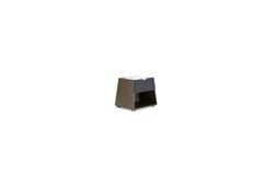 Contemporary night stand, lacquered body, marble top and leather drawer