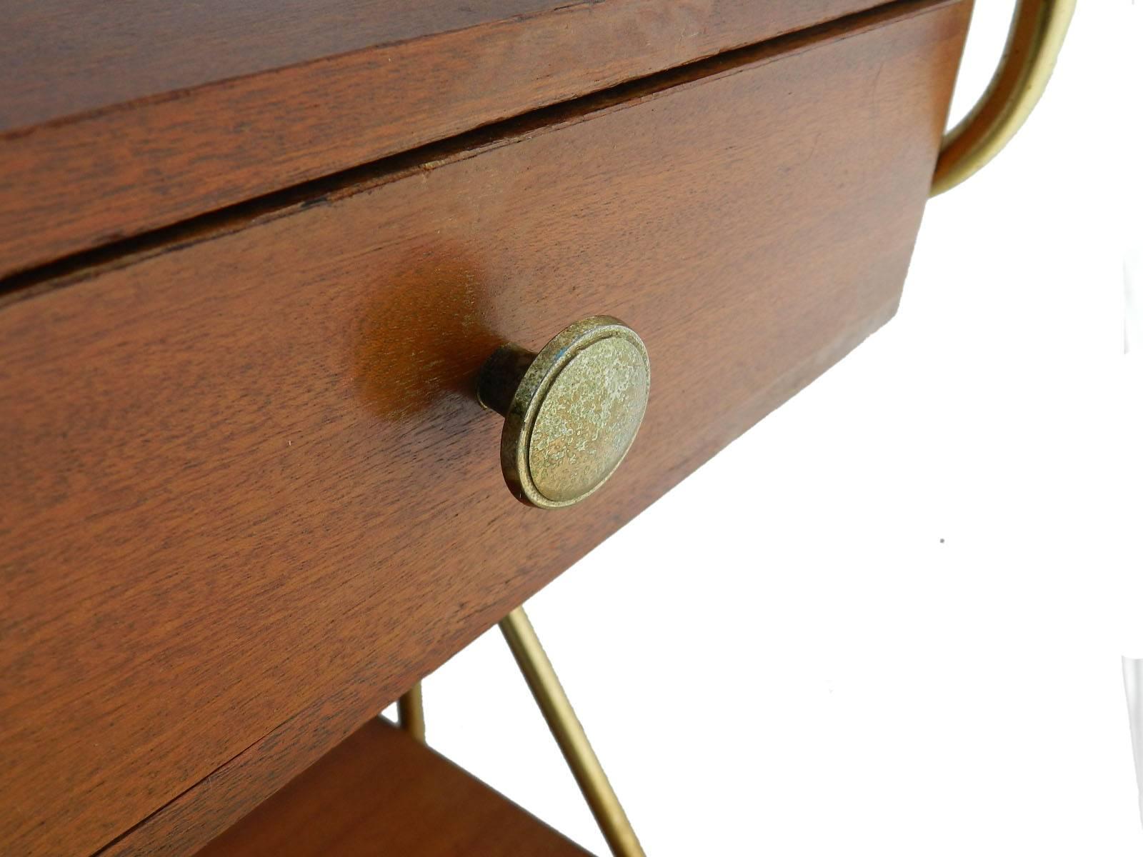Nightstand Jacques Hitier Style Midcentury 1950 Side Cabinet Bedside Table  In Good Condition In Mimizan, FR