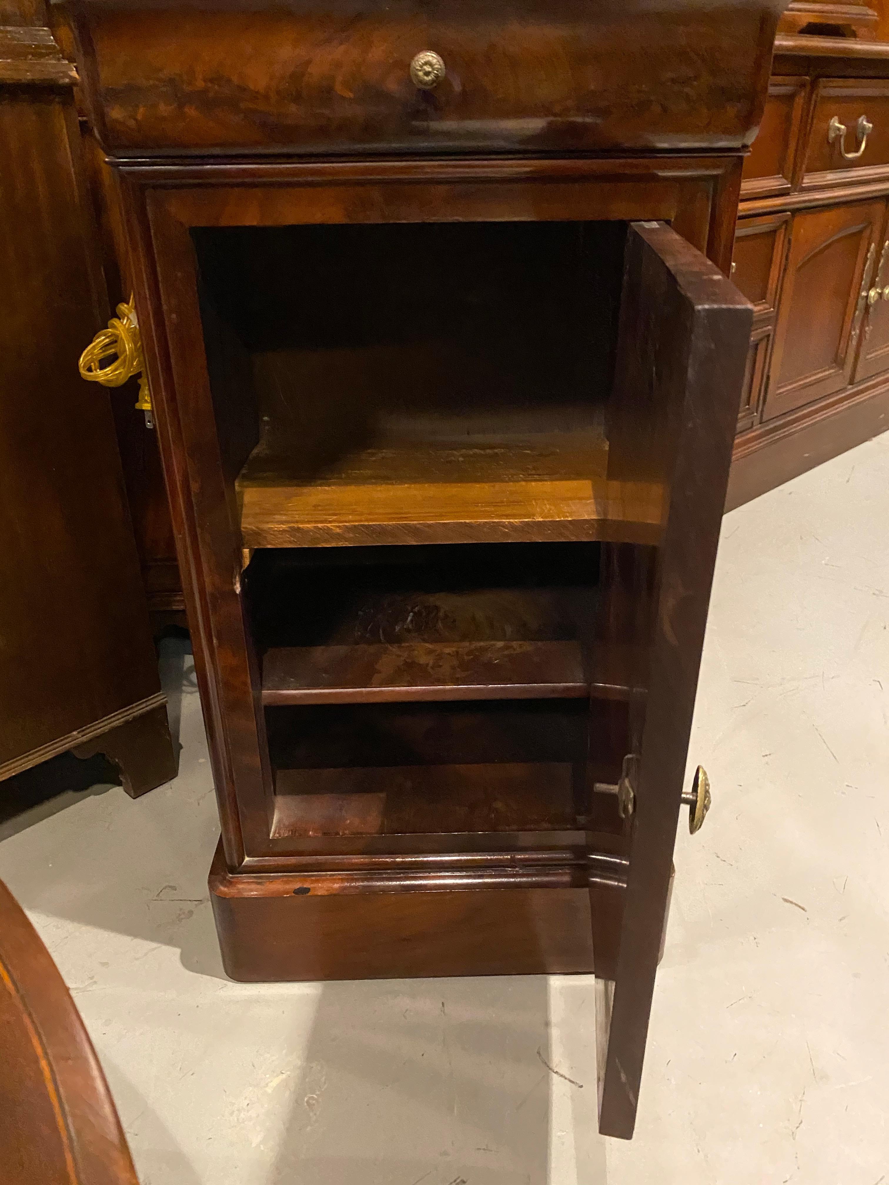 Directoire Nightstand Mahogany French with Marble Top