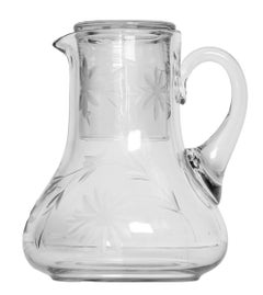 Mid-Century Modern Cut Crystal Nightstand Pitcher & Tumbler Set