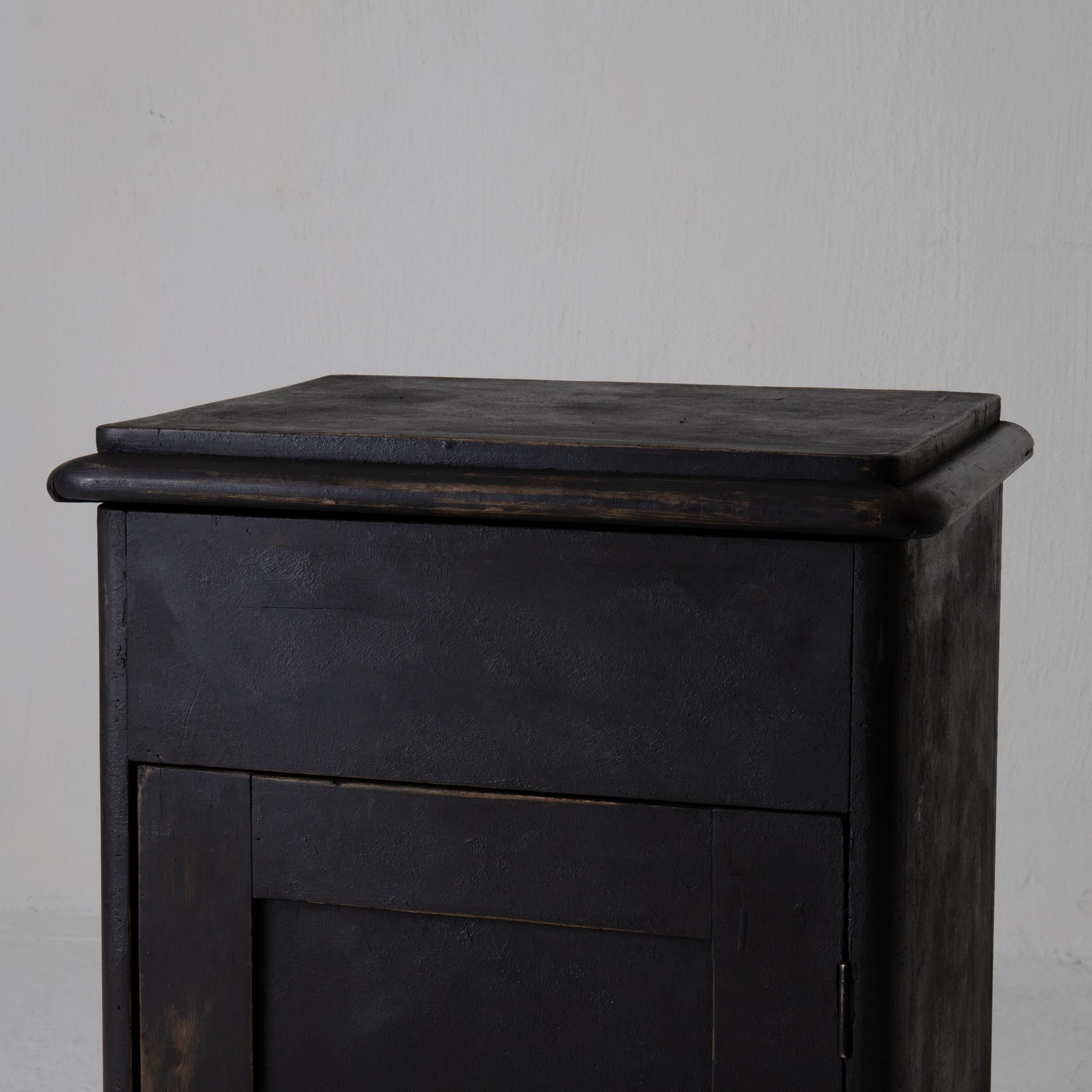 Hand-Painted Nightstand Swedish Black 19th Century Sweden