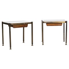 Nightstands, Brass, Marble, Walnut, Osvaldo Borsani, Tecno Milano, Italy, 1955