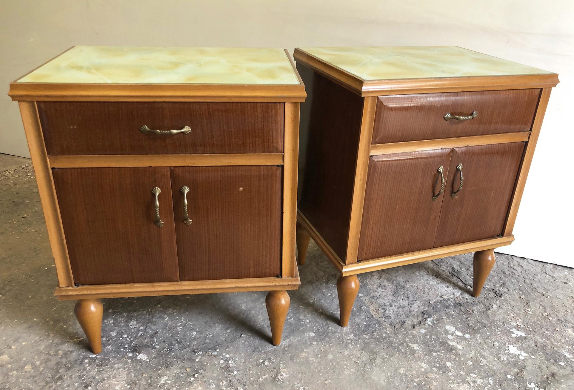 Mid-20th Century Uncommon pair of Italian Night Stands   For Sale