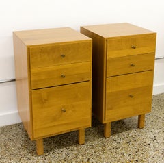 Nightstands / Side Tables of Wood with Original Paul McCobb Knobs, Pair